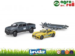 Dodge RAM 2500 Power Wagon terepjáró + utánfutó + roadster - BRUDER 