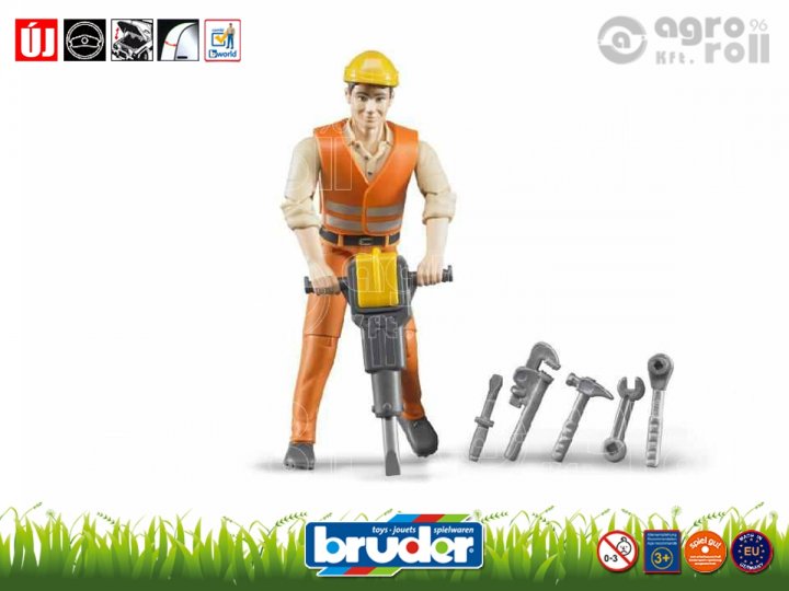 Építőipari dolgozó kiegészítőkkel - BRUDER