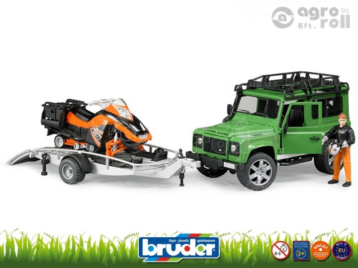 Land Rover utánfutóval + motorosszánnal - BRUDER