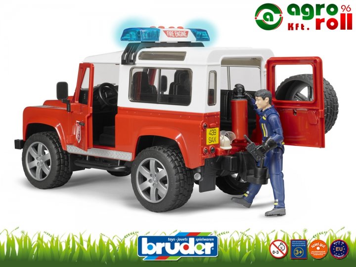 Land Rover tűzoltó autó + tűzoltó ember - BRUDER