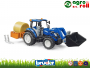New Holland T5.120 traktor+homlokrakodó+körbála szállító BRUDER